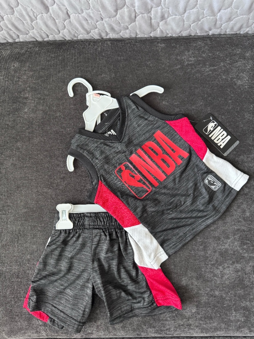 NBA toddler sleeveless jersey and shorts set.